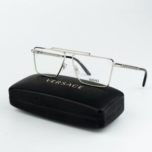 NEW Versace VE1295 1000 Silver Pilot Unisex Eyeglasses VE 1295